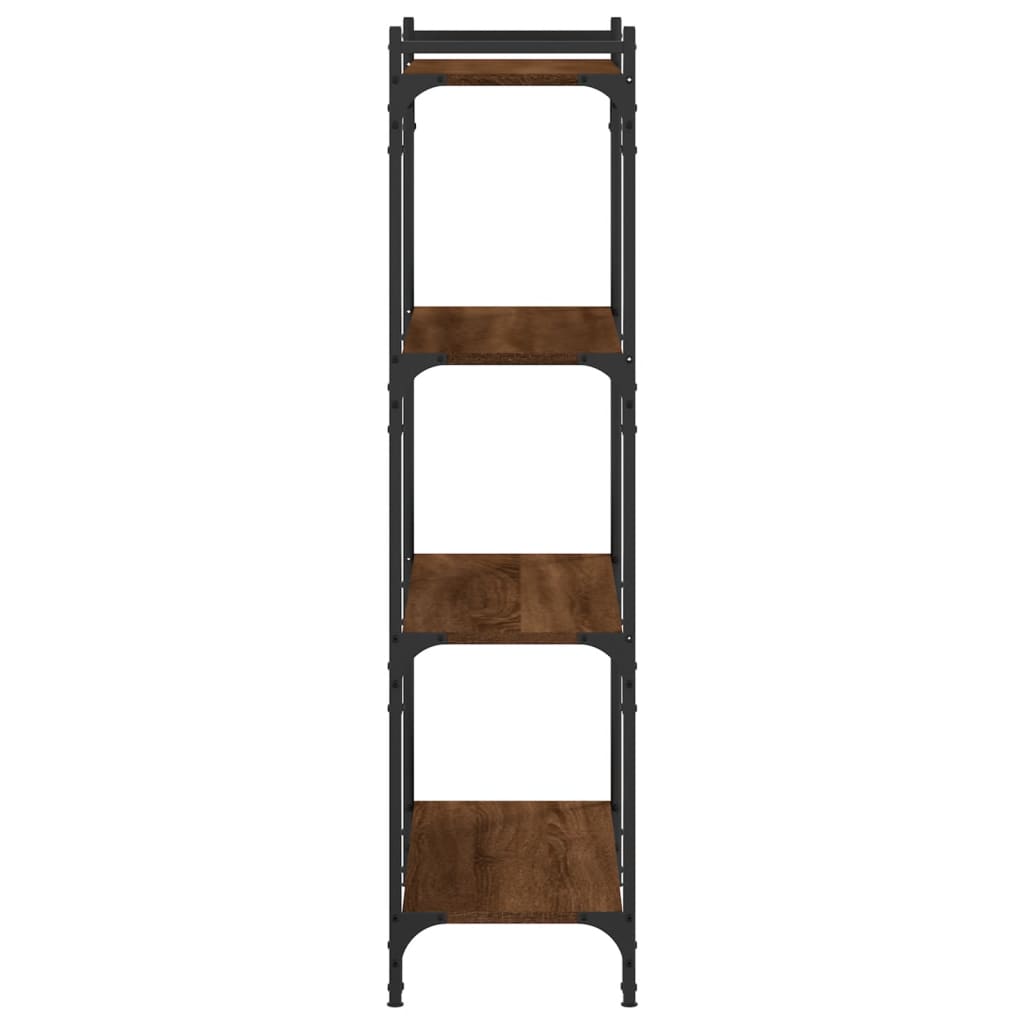 4 szintes barna tölgy színű szerelt fa könyvespolc 80x30x120 cm