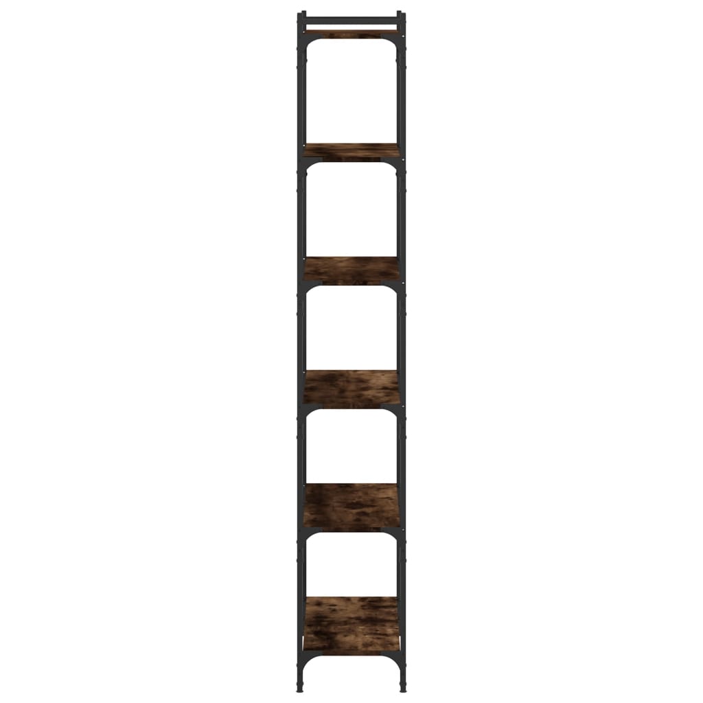 6 szintes füstös tölgy szerelt fa könyvespolc 80 x 30 x 188 cm