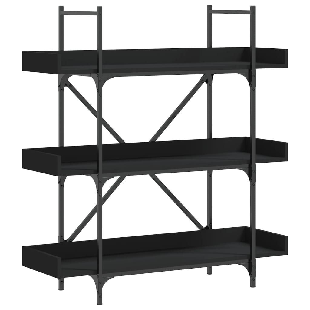3-szintes fekete szerelt fa könyvespolc 100 x 33 x 108,5 cm