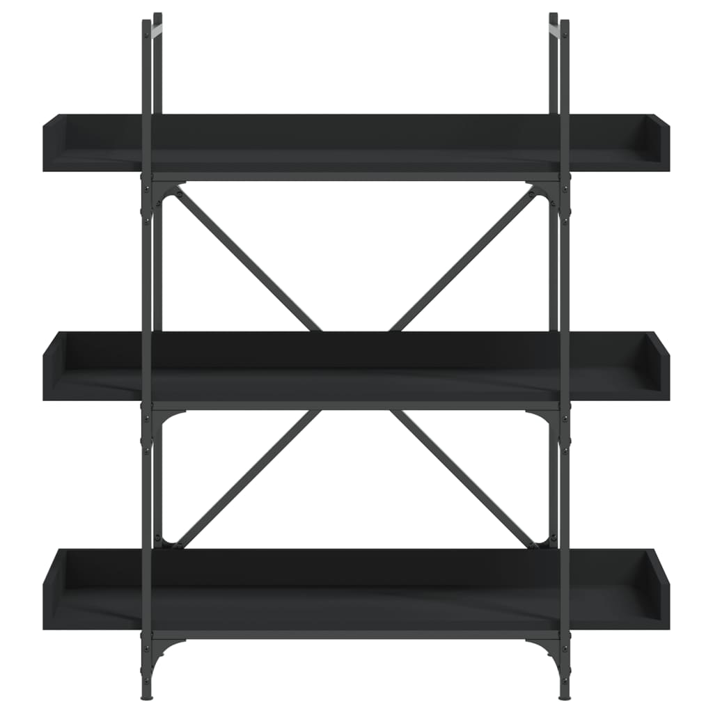 3-szintes fekete szerelt fa könyvespolc 100 x 33 x 108,5 cm