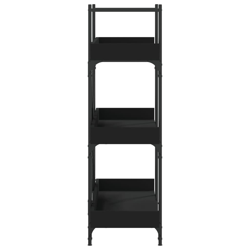 3-szintes fekete szerelt fa könyvespolc 100 x 33 x 108,5 cm