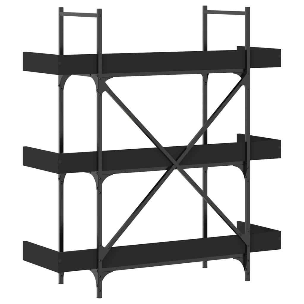 3-szintes fekete szerelt fa könyvespolc 100 x 33 x 108,5 cm