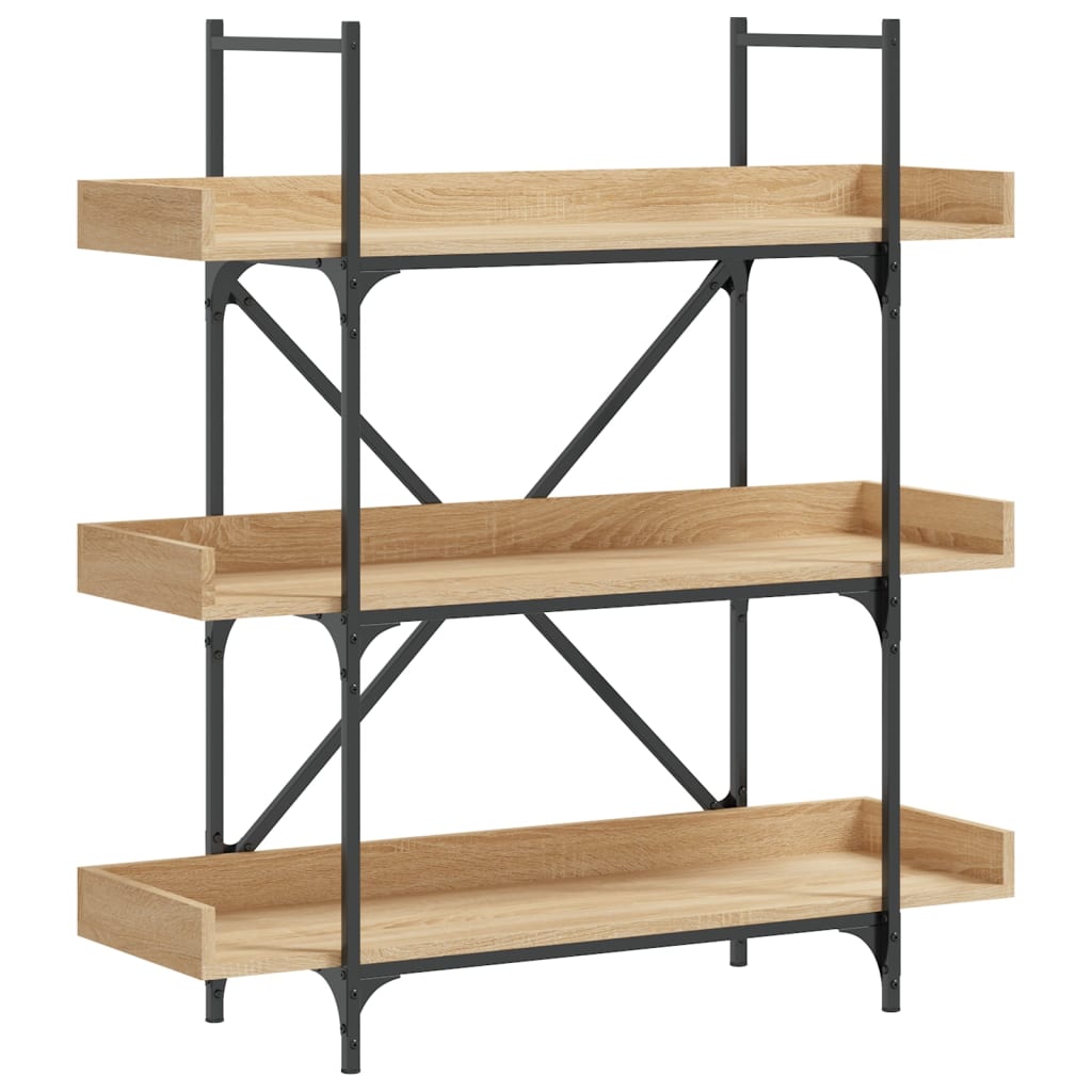 3-szintes sonoma tölgy szerelt fa könyvespolc 100x33x108,5 cm