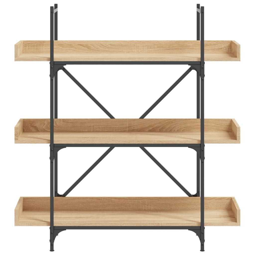 3-szintes sonoma tölgy szerelt fa könyvespolc 100x33x108,5 cm