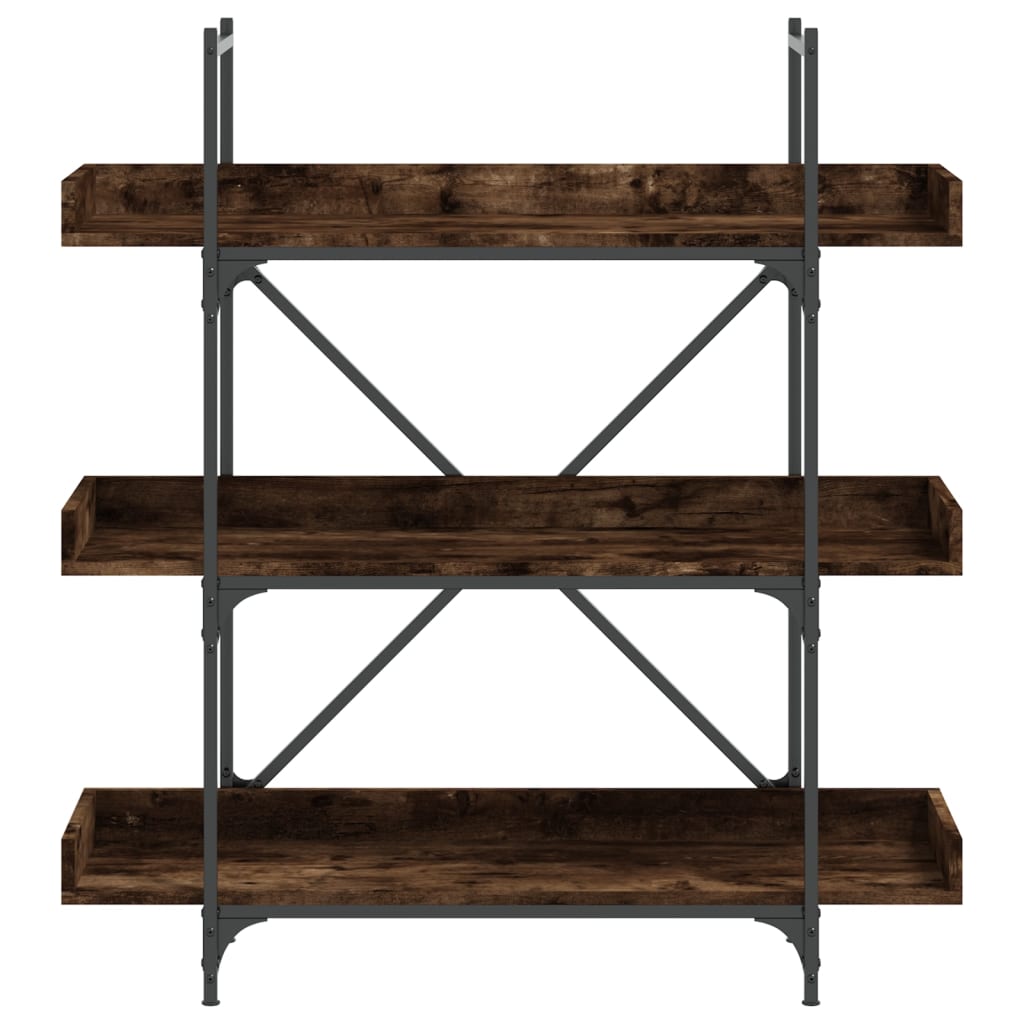 3-szintes füstös tölgy szerelt fa könyvespolc 100x33x108,5 cm