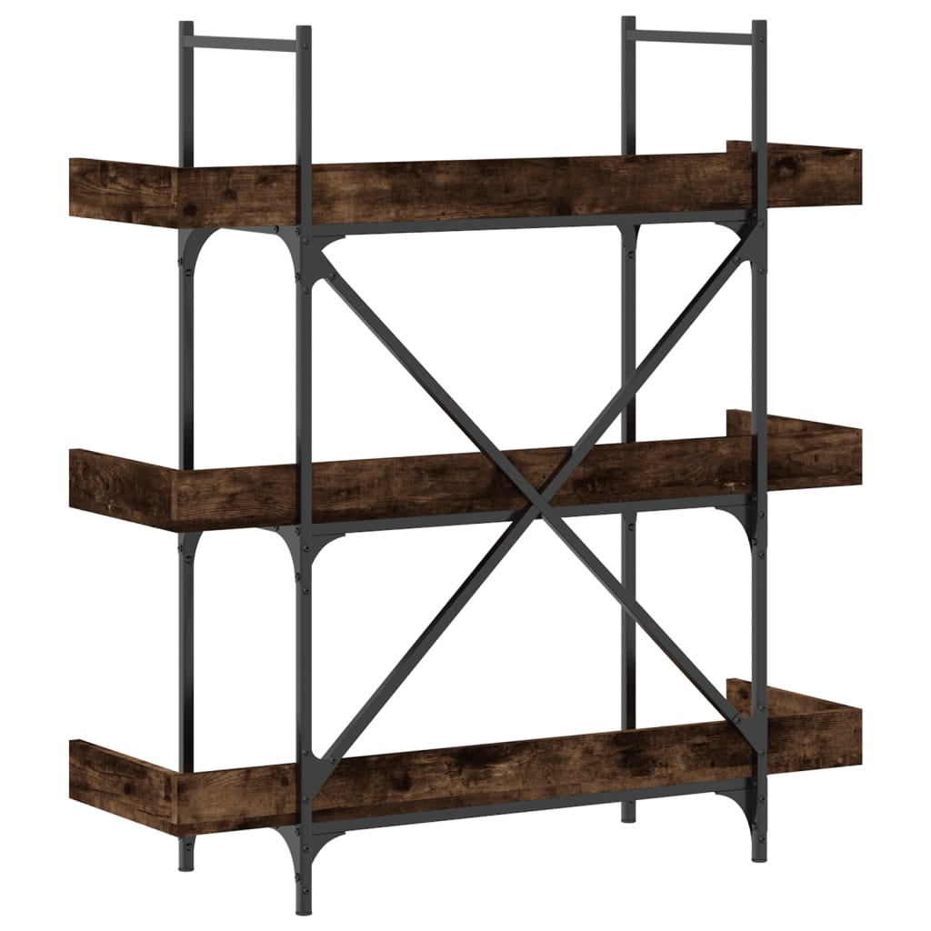 3-szintes füstös tölgy szerelt fa könyvespolc 100x33x108,5 cm