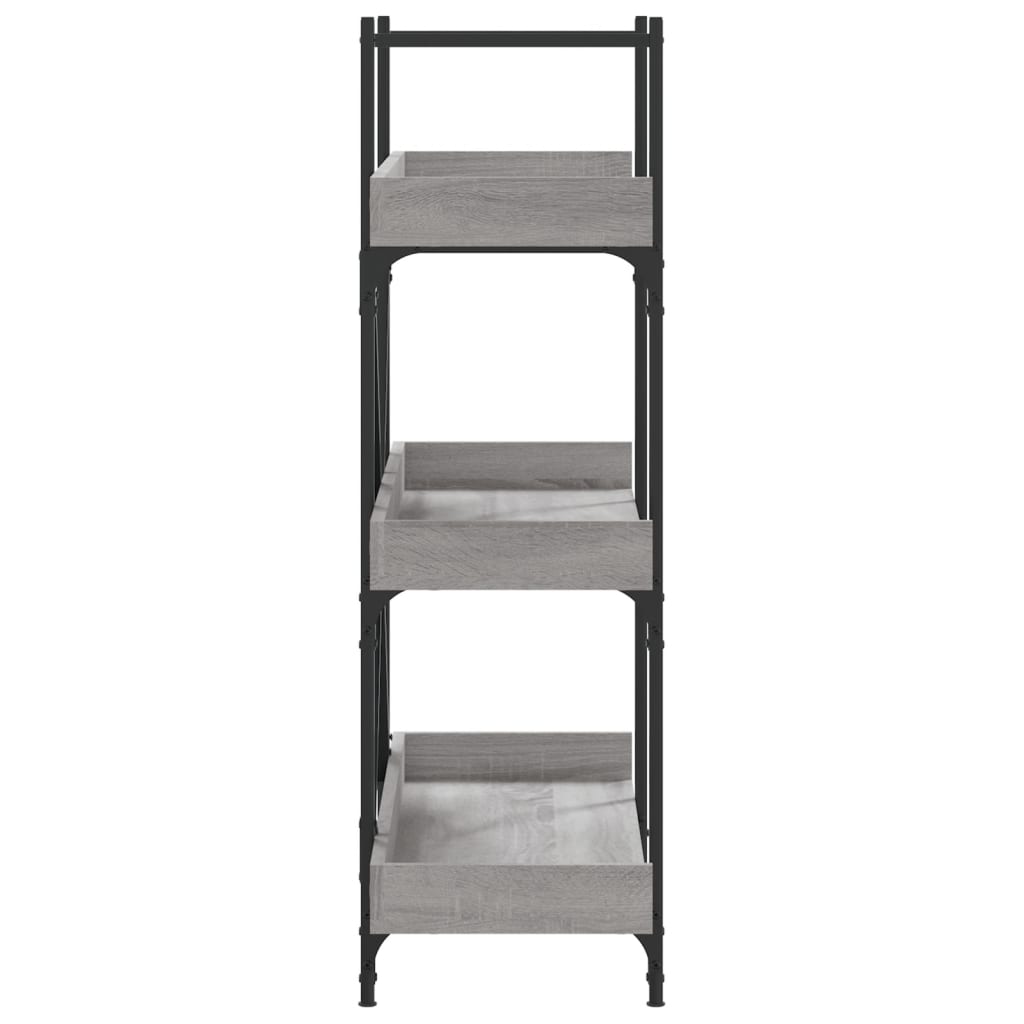 3-szintes szürke sonoma szerelt fa könyvespolc 100x33x108,5 cm