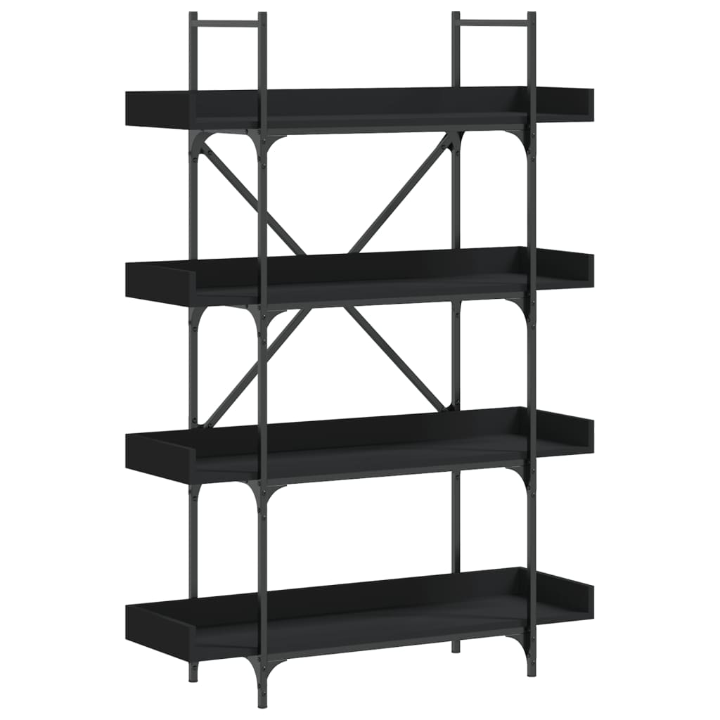 4-szintes fekete szerelt fa könyvespolc 100 x 33 x 145,5 cm