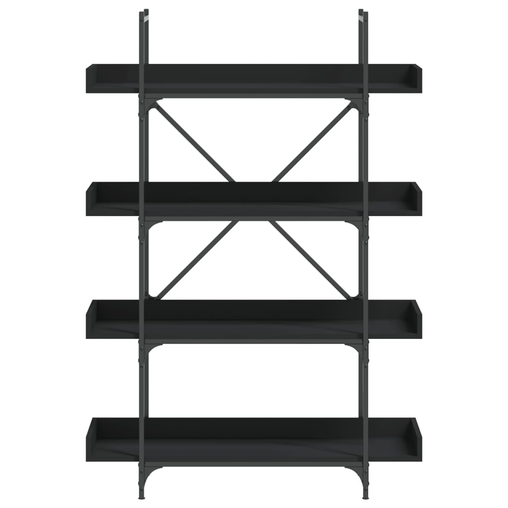 4-szintes fekete szerelt fa könyvespolc 100 x 33 x 145,5 cm