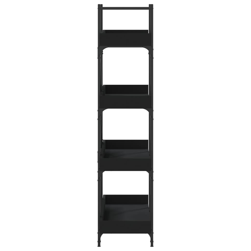 4-szintes fekete szerelt fa könyvespolc 100 x 33 x 145,5 cm