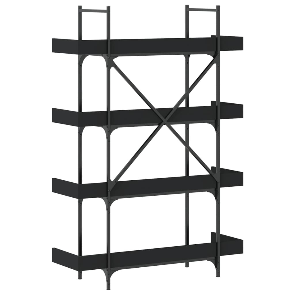 4-szintes fekete szerelt fa könyvespolc 100 x 33 x 145,5 cm