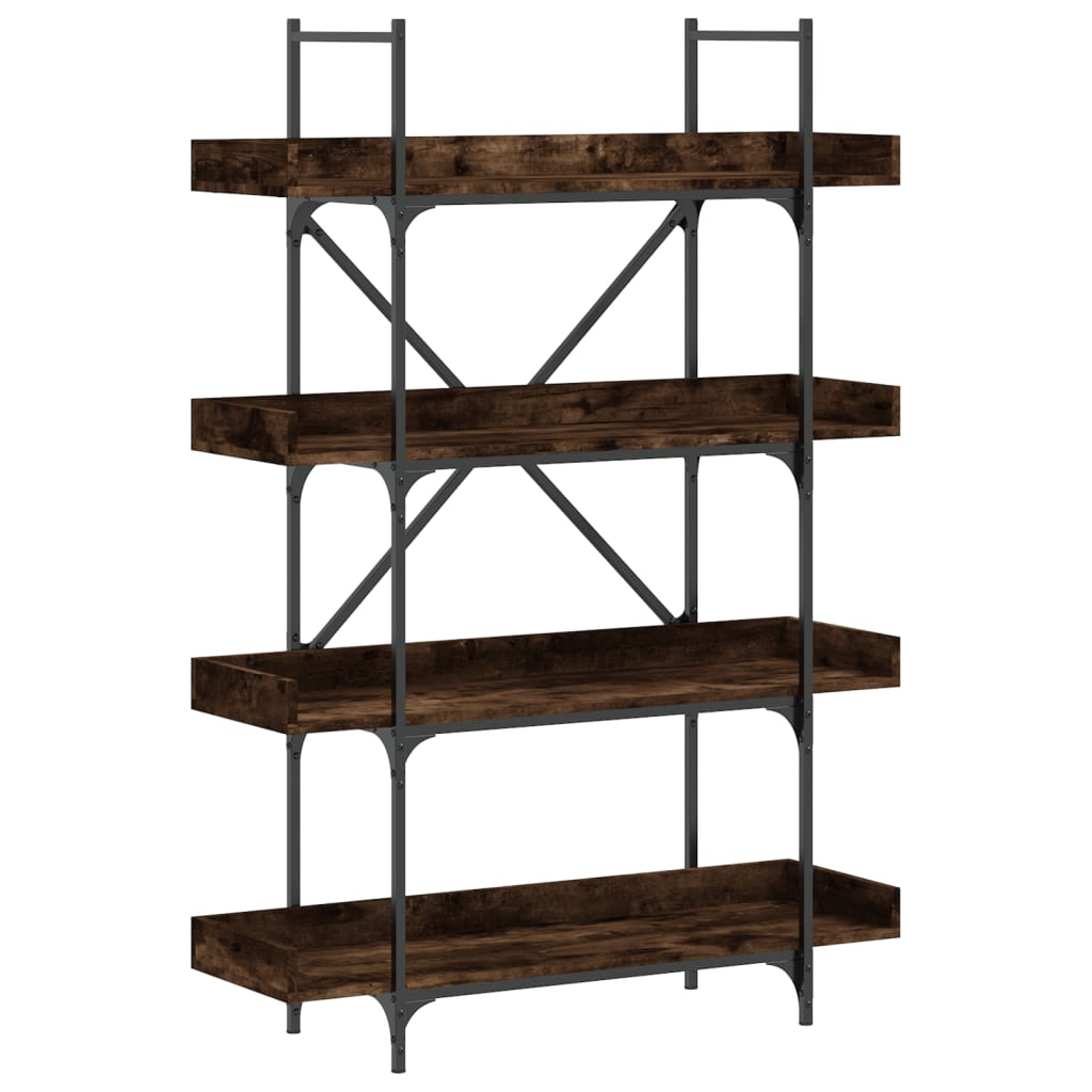 4 szintes füstös tölgy szerelt fa könyvespolc 100x33x145,5 cm