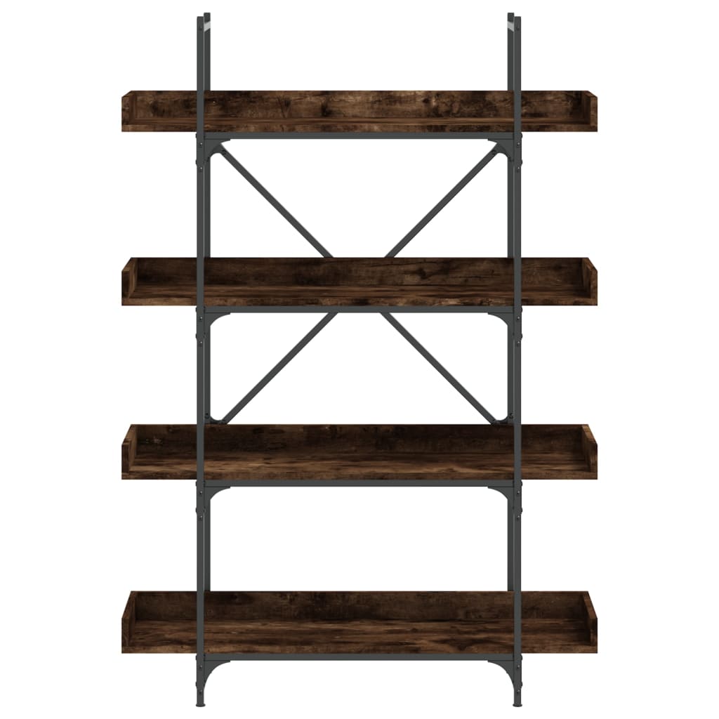 4 szintes füstös tölgy szerelt fa könyvespolc 100x33x145,5 cm