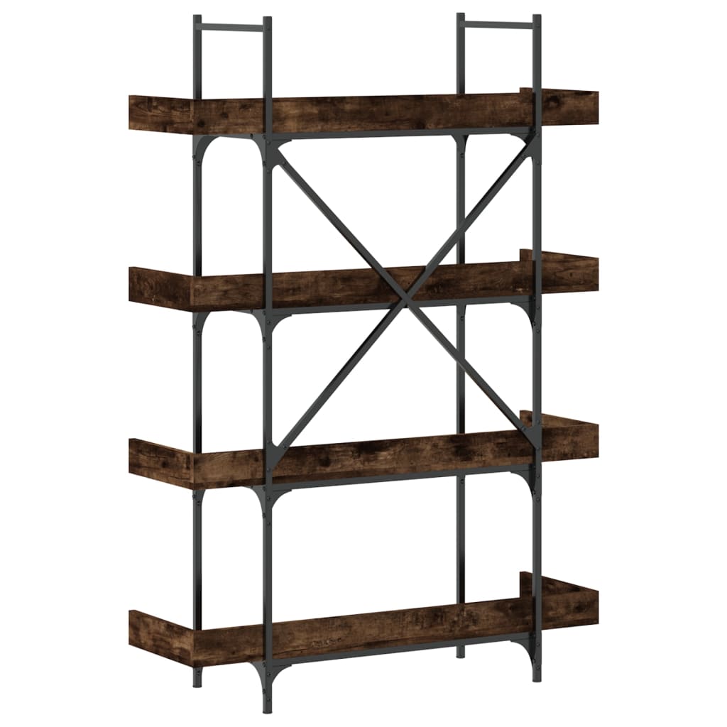 4 szintes füstös tölgy szerelt fa könyvespolc 100x33x145,5 cm