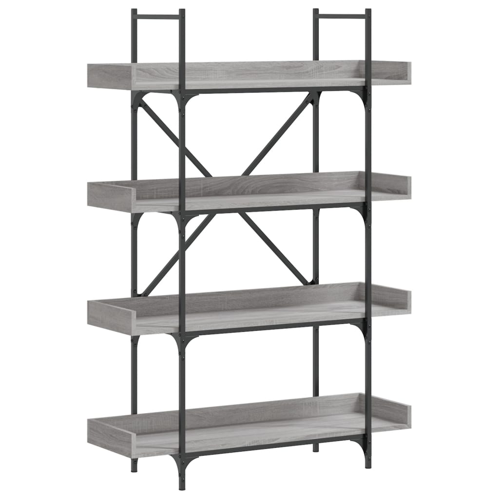 4-szintes szürke sonoma szerelt fa könyvespolc 100x33x145,5 cm