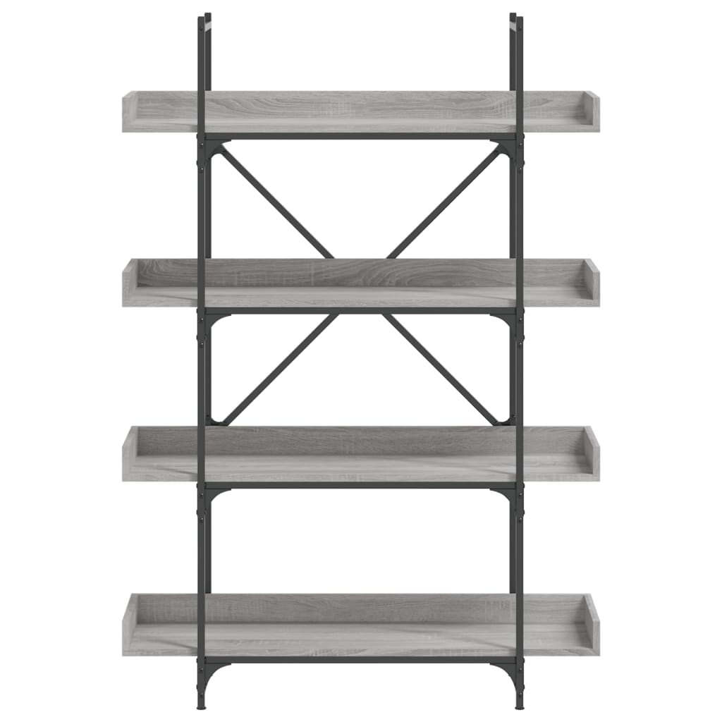 4-szintes szürke sonoma szerelt fa könyvespolc 100x33x145,5 cm