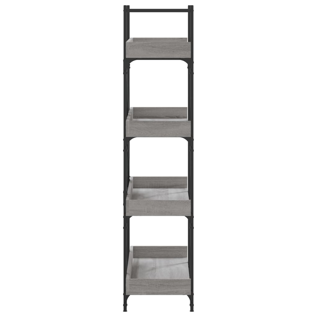 4-szintes szürke sonoma szerelt fa könyvespolc 100x33x145,5 cm