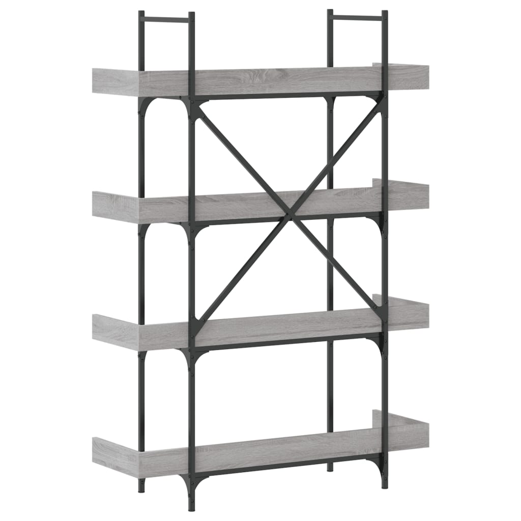 4-szintes szürke sonoma szerelt fa könyvespolc 100x33x145,5 cm