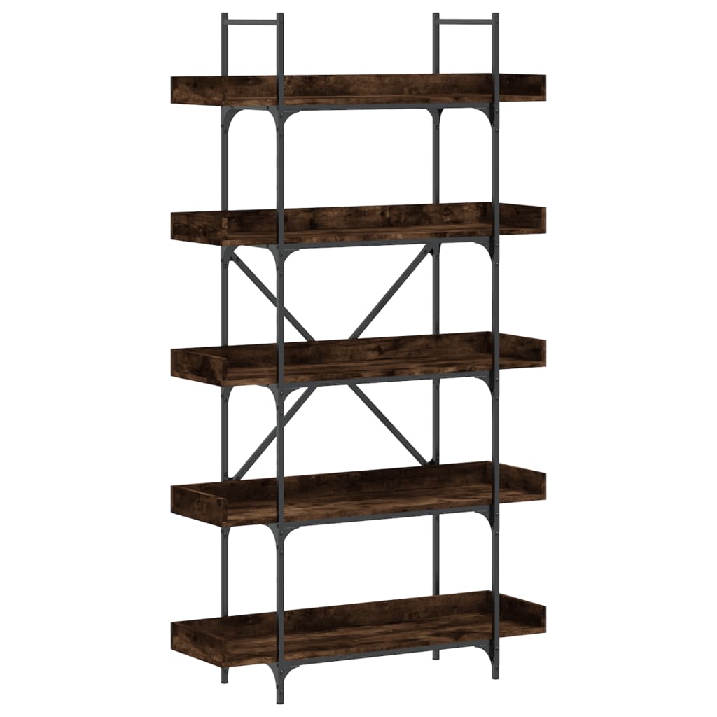 5-szintes füstös tölgy szerelt fa könyvespolc 100x33x180,5 cm