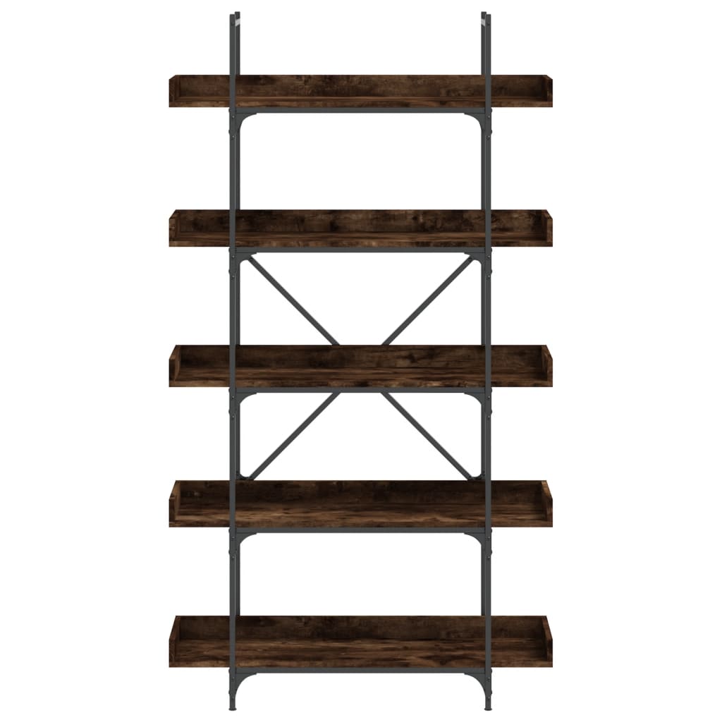 5-szintes füstös tölgy szerelt fa könyvespolc 100x33x180,5 cm