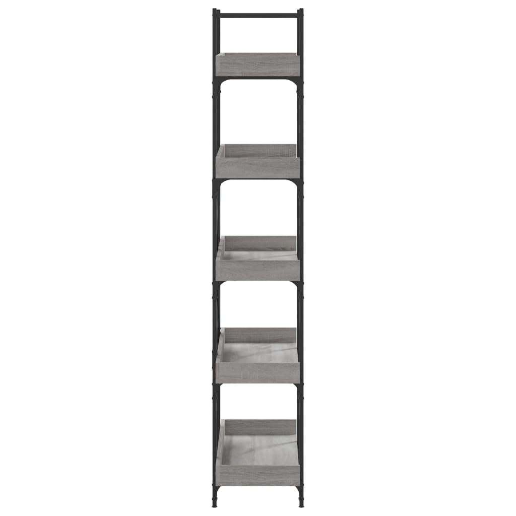 5-szintes szürke sonoma szerelt fa könyvespolc 100x33x180,5 cm