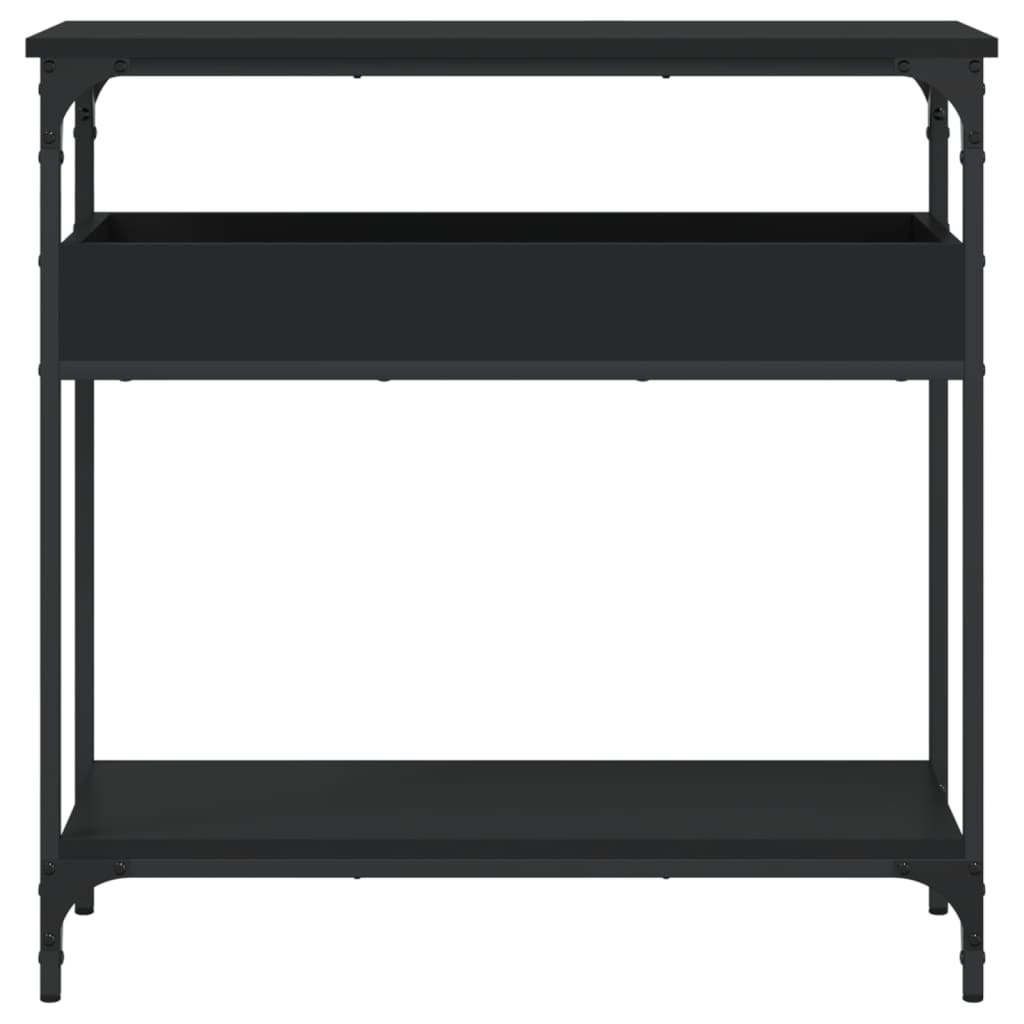 fekete szerelt fa tálalóasztal polccal 75x29x75 cm