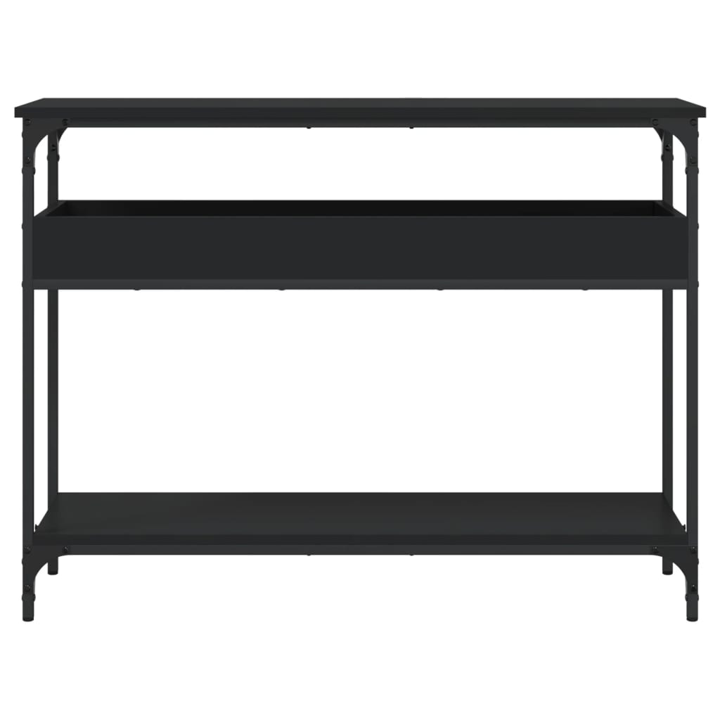 fekete szerelt fa tálalóasztal polccal 100x29x75 cm