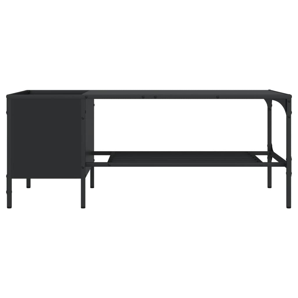 fekete szerelt fa dohányzóasztal állvánnyal 100 x 51 x 40 cm