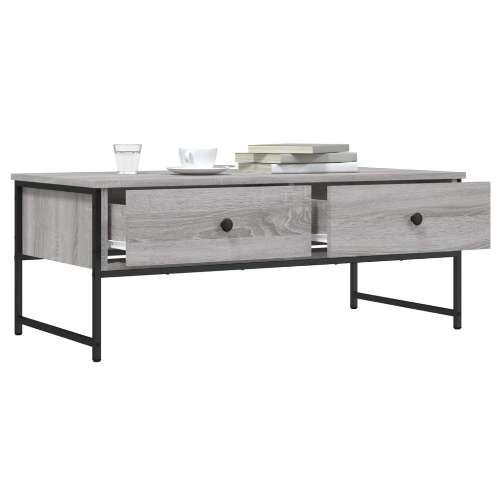 szürke sonoma színű szerelt fa dohányzóasztal 101x49x39,5 cm