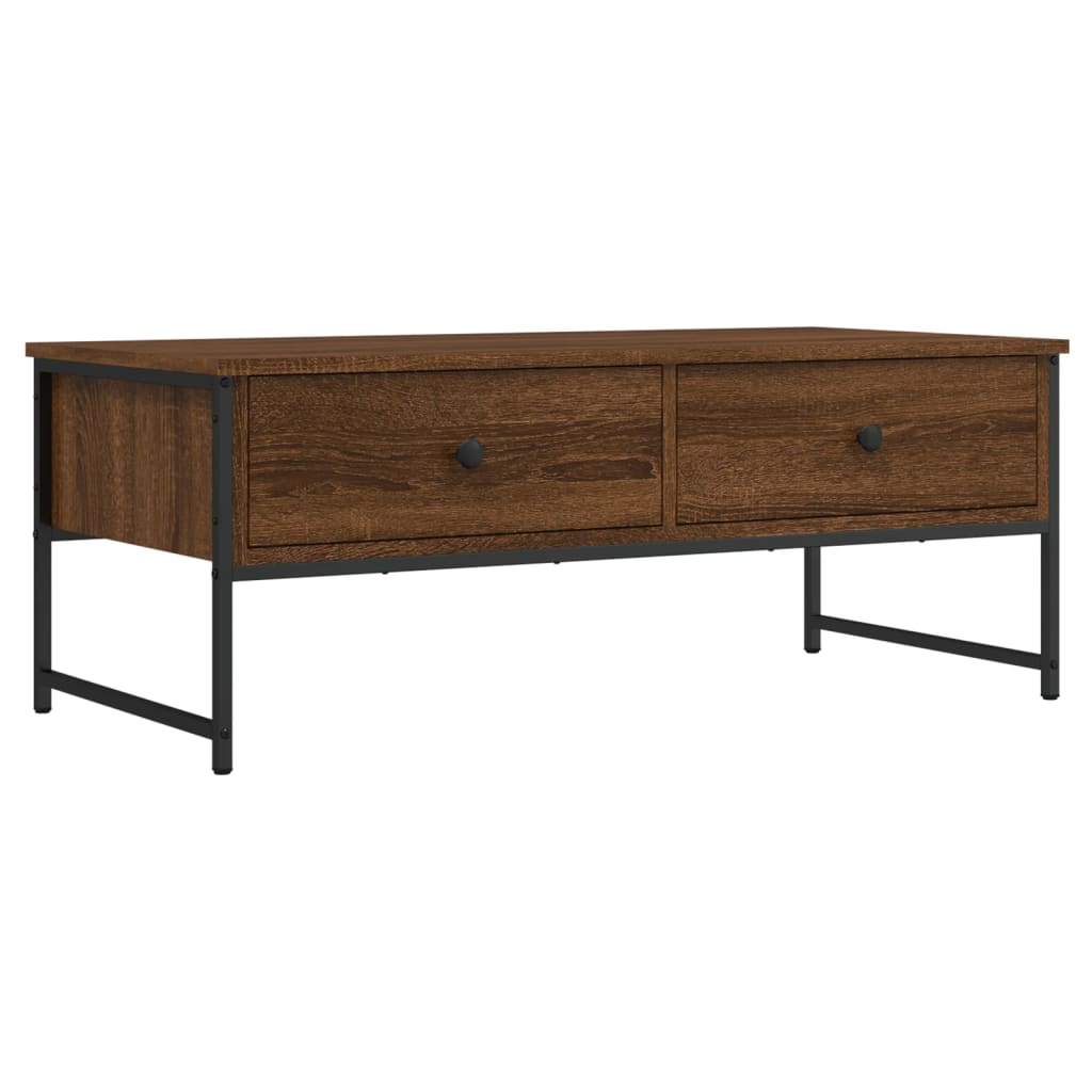 barna tölgyszínű szerelt fa dohányzóasztal 101x49x39,5 cm