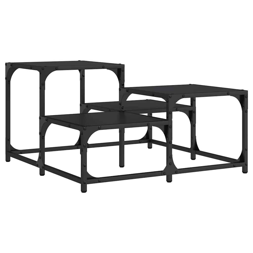 fekete szerelt fa dohányzóasztal 68 x 68 x 40 cm