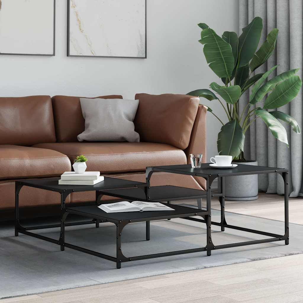 fekete szerelt fa dohányzóasztal 107 x 107 x 40 cm