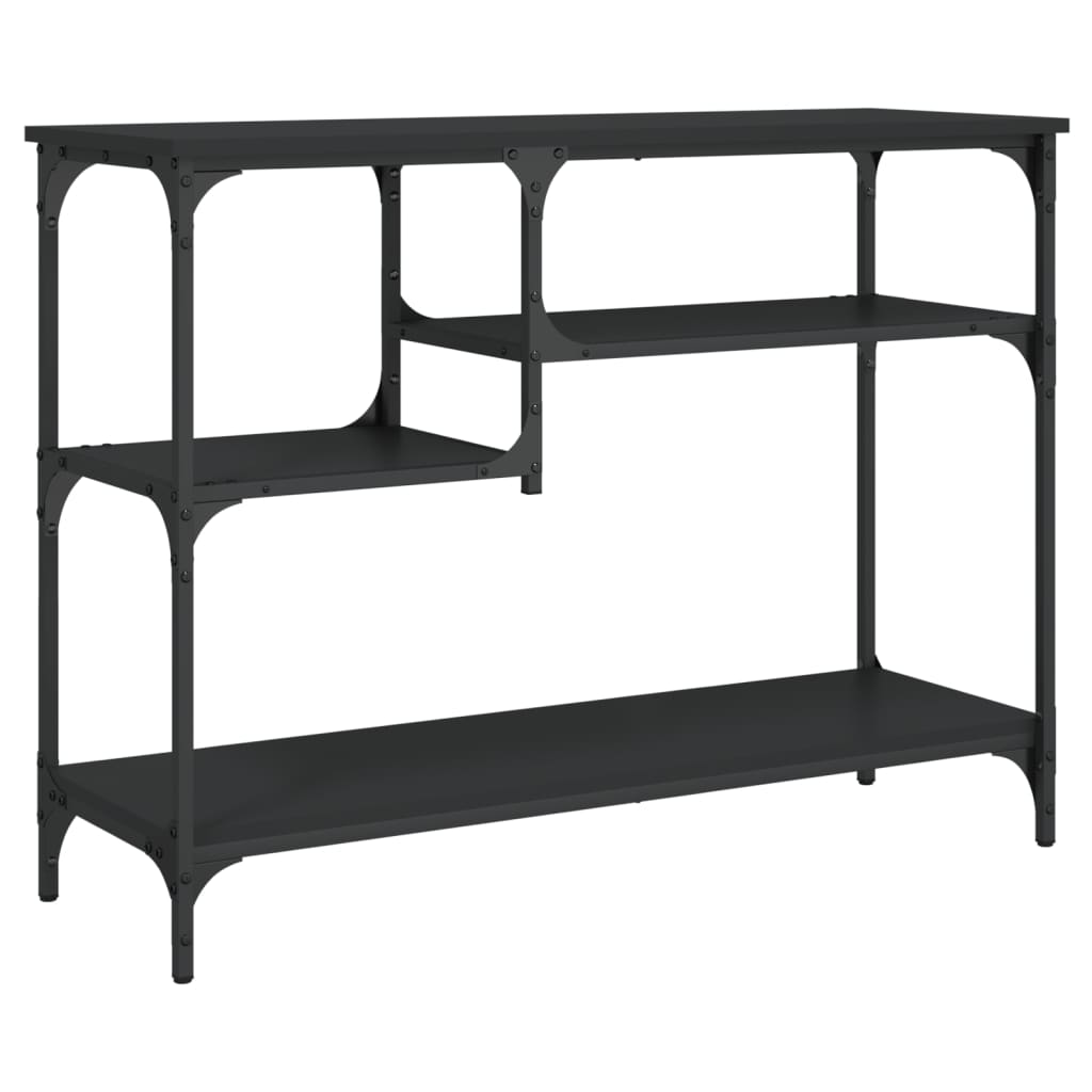 fekete tálalóasztal polcokkal 100 x 35 x 75 cm