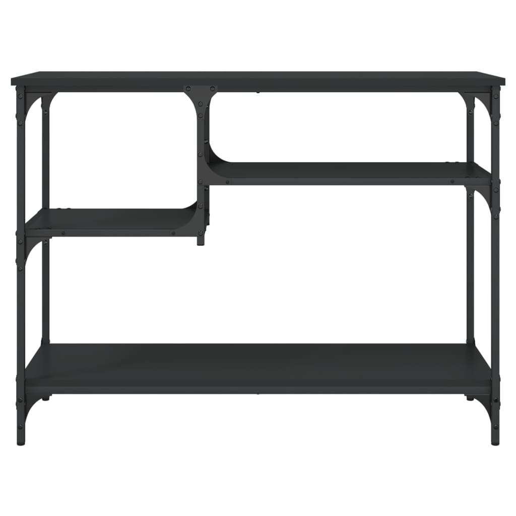fekete tálalóasztal polcokkal 100 x 35 x 75 cm