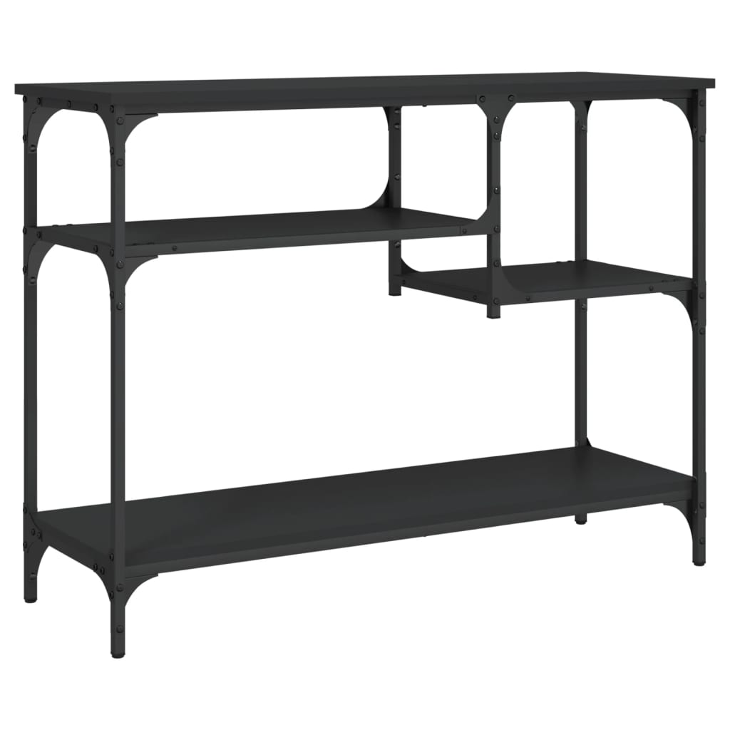 fekete tálalóasztal polcokkal 100 x 35 x 75 cm