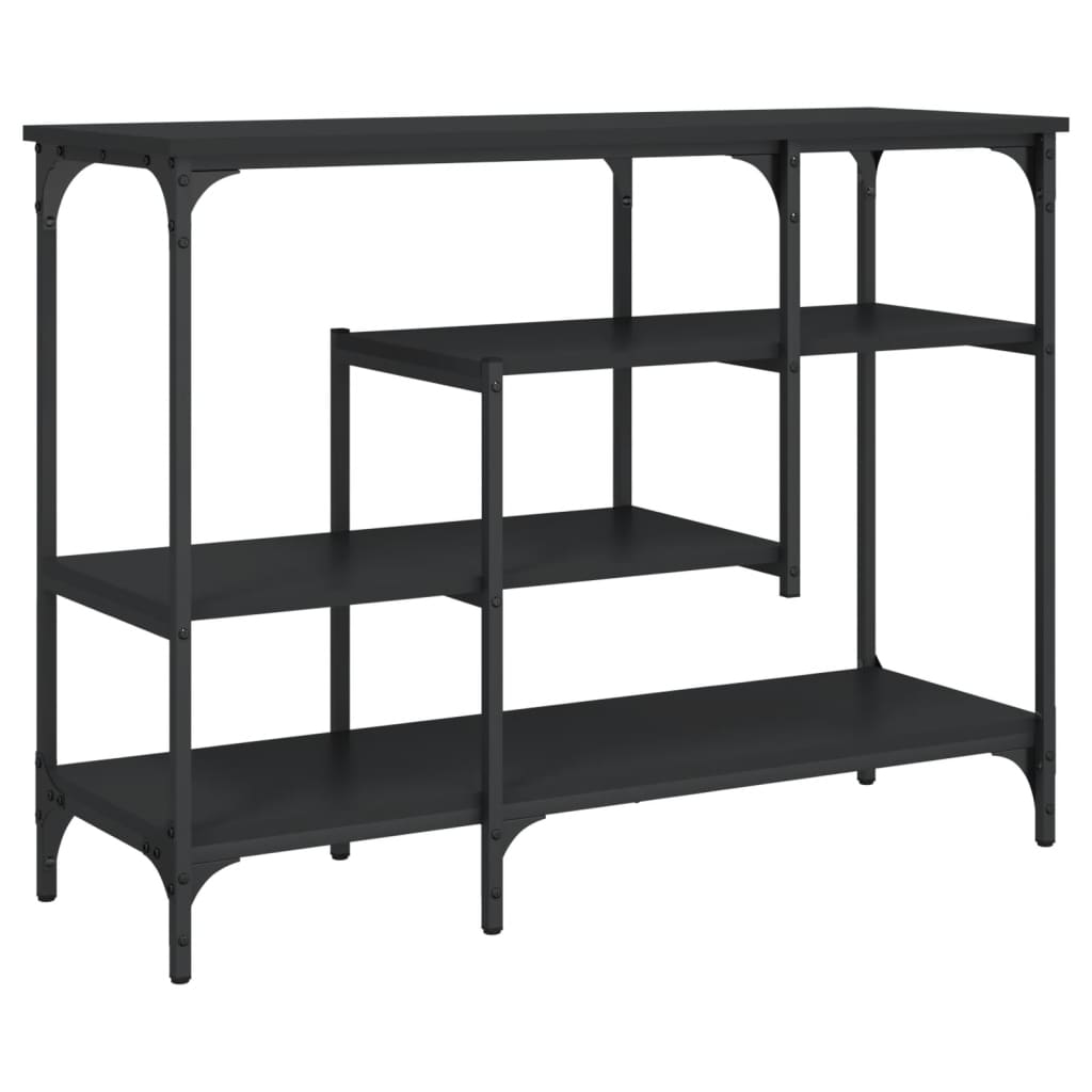 fekete tálalóasztal polcokkal 100 x 35 x 75 cm