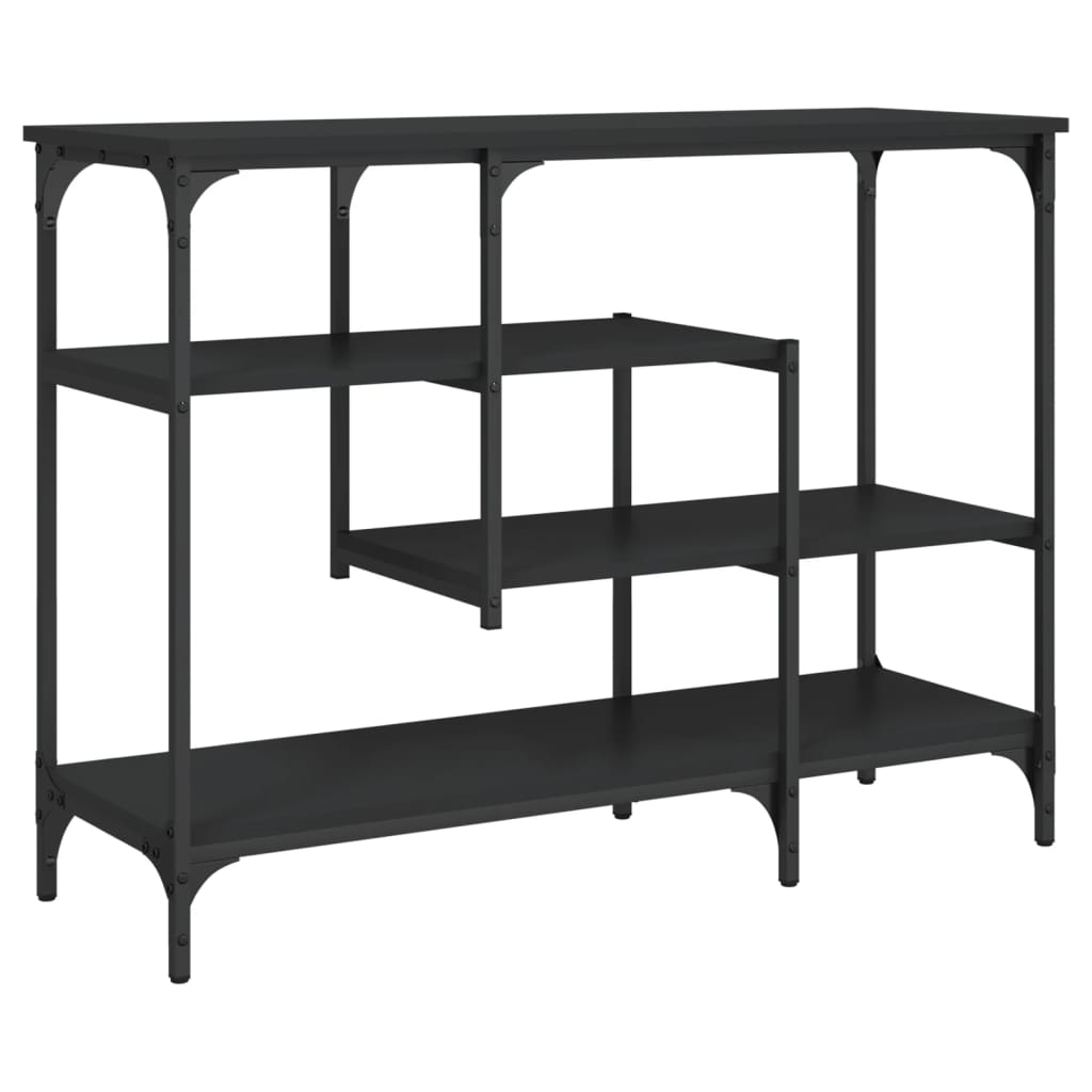 fekete tálalóasztal polcokkal 100 x 35 x 75 cm