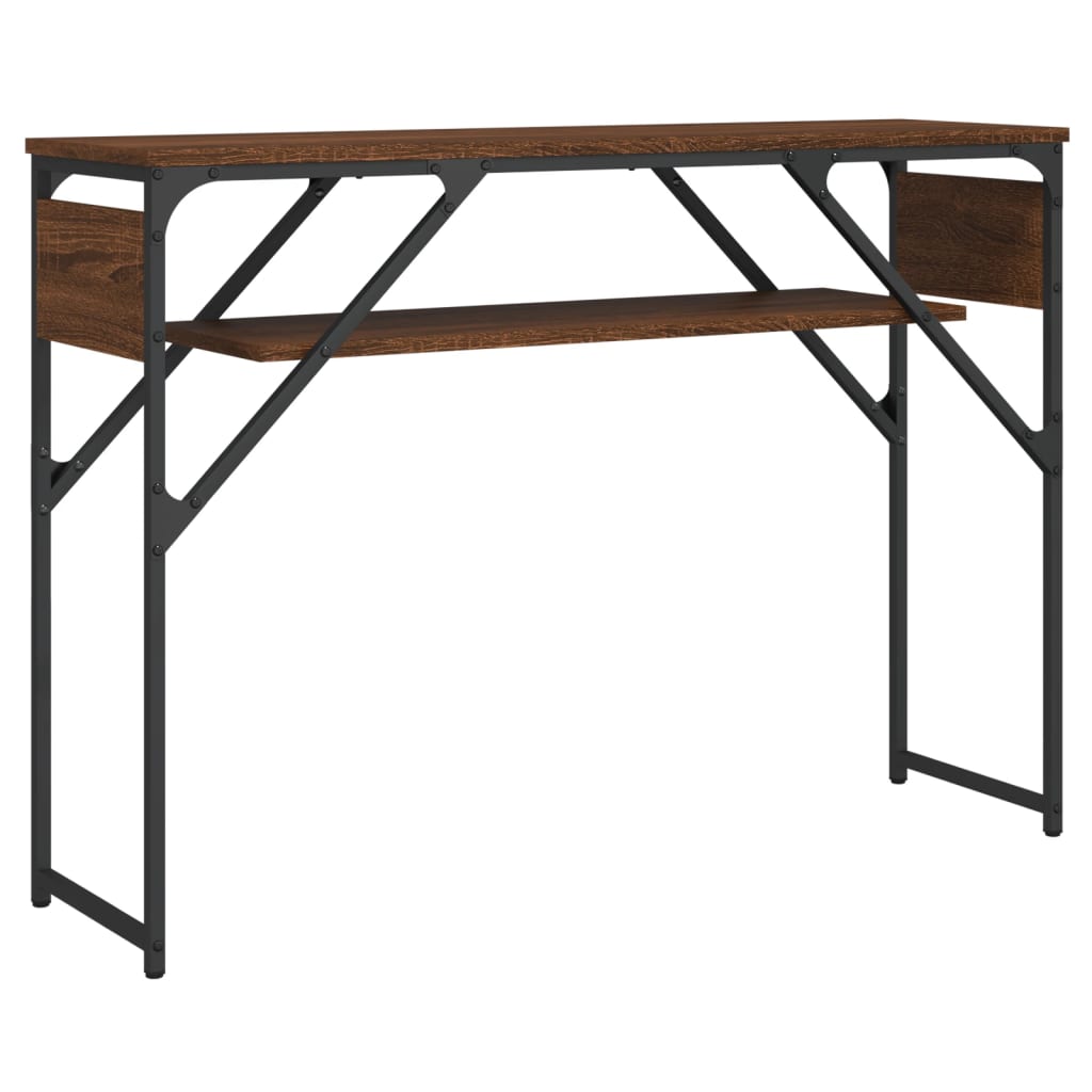 barna tölgyszínű szerelt fa tálalóasztal polccal 105x30x75 cm