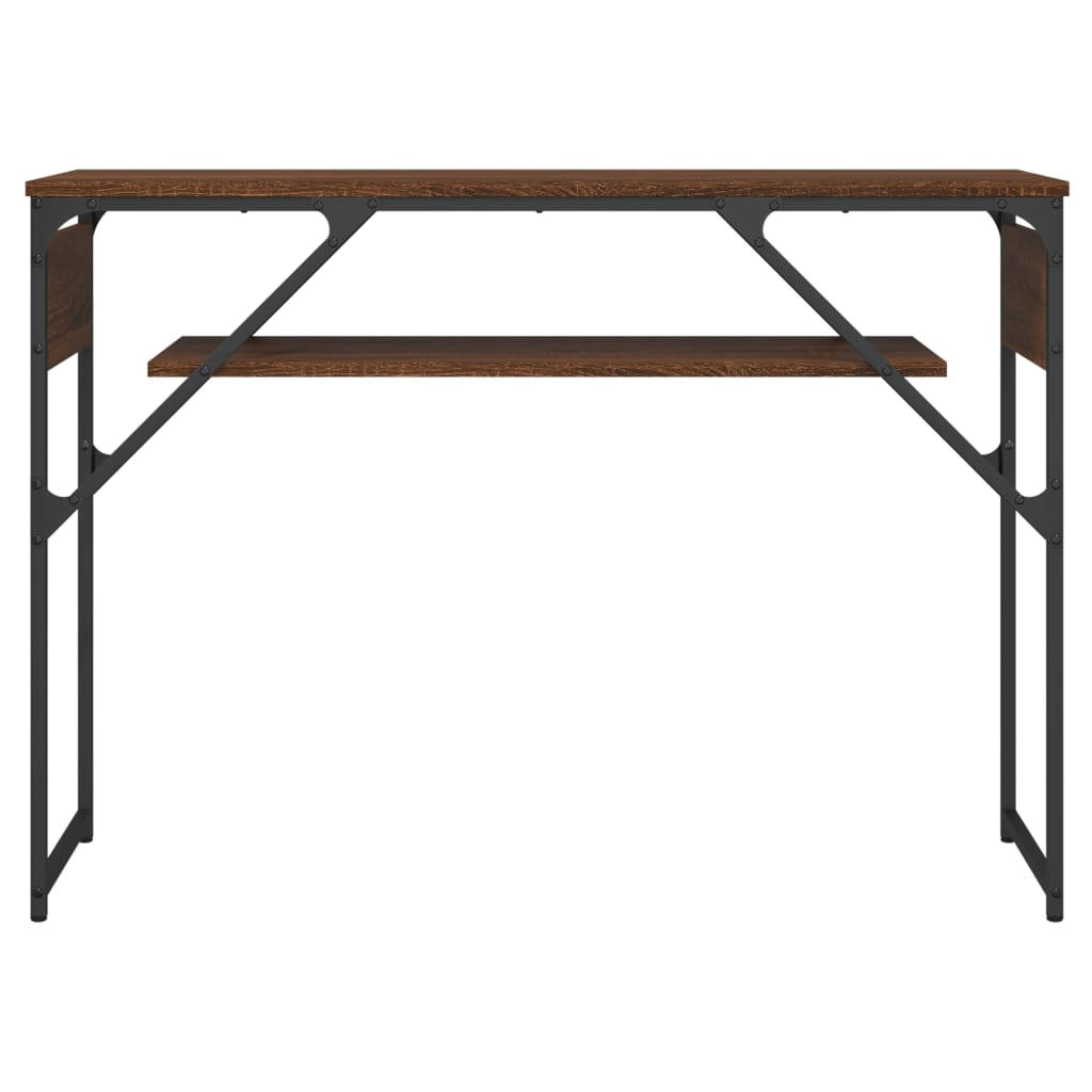 barna tölgyszínű szerelt fa tálalóasztal polccal 105x30x75 cm