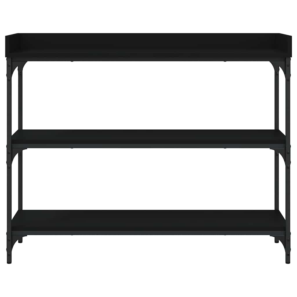 fekete tálalóasztal polcokkal 100 x 30 x 80 cm
