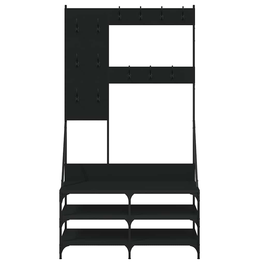 fekete ruhafogas cipőpolccal 100x40x184 cm