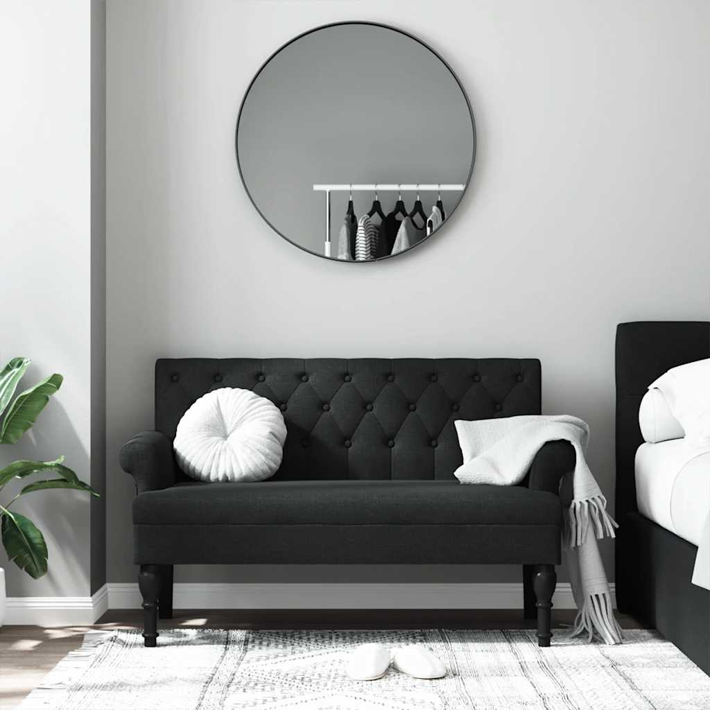 fekete szövetpad háttámlával 120 x 62 x 75,5 cm