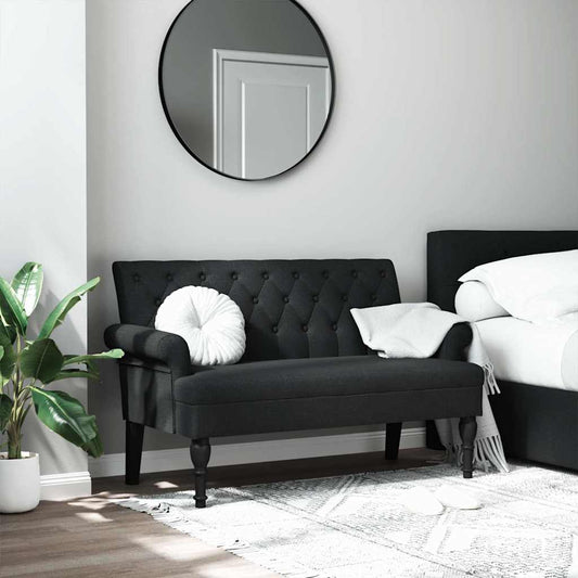 fekete szövetpad háttámlával 120 x 62 x 75,5 cm