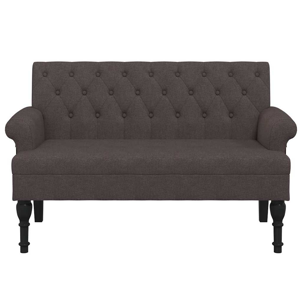 sötétbarna szövetpad háttámlával 120 x 62 x 75,5 cm