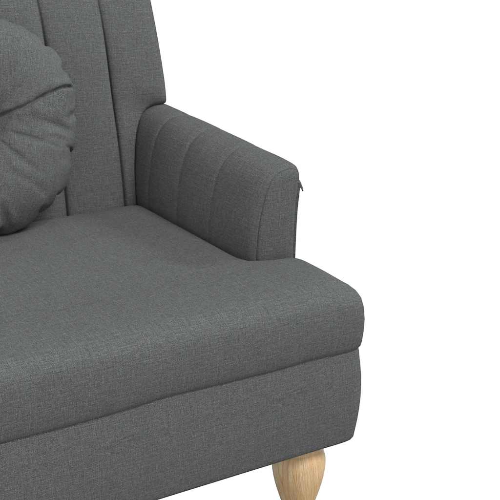 sötétszürke szövetpad párnákkal 113x64,5x75,5 cm