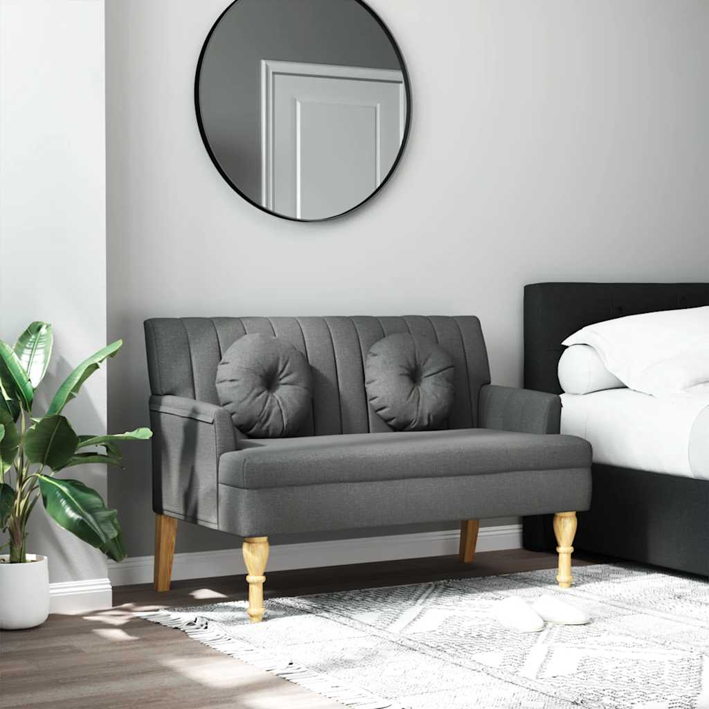 sötétszürke szövetpad párnákkal 113x64,5x75,5 cm