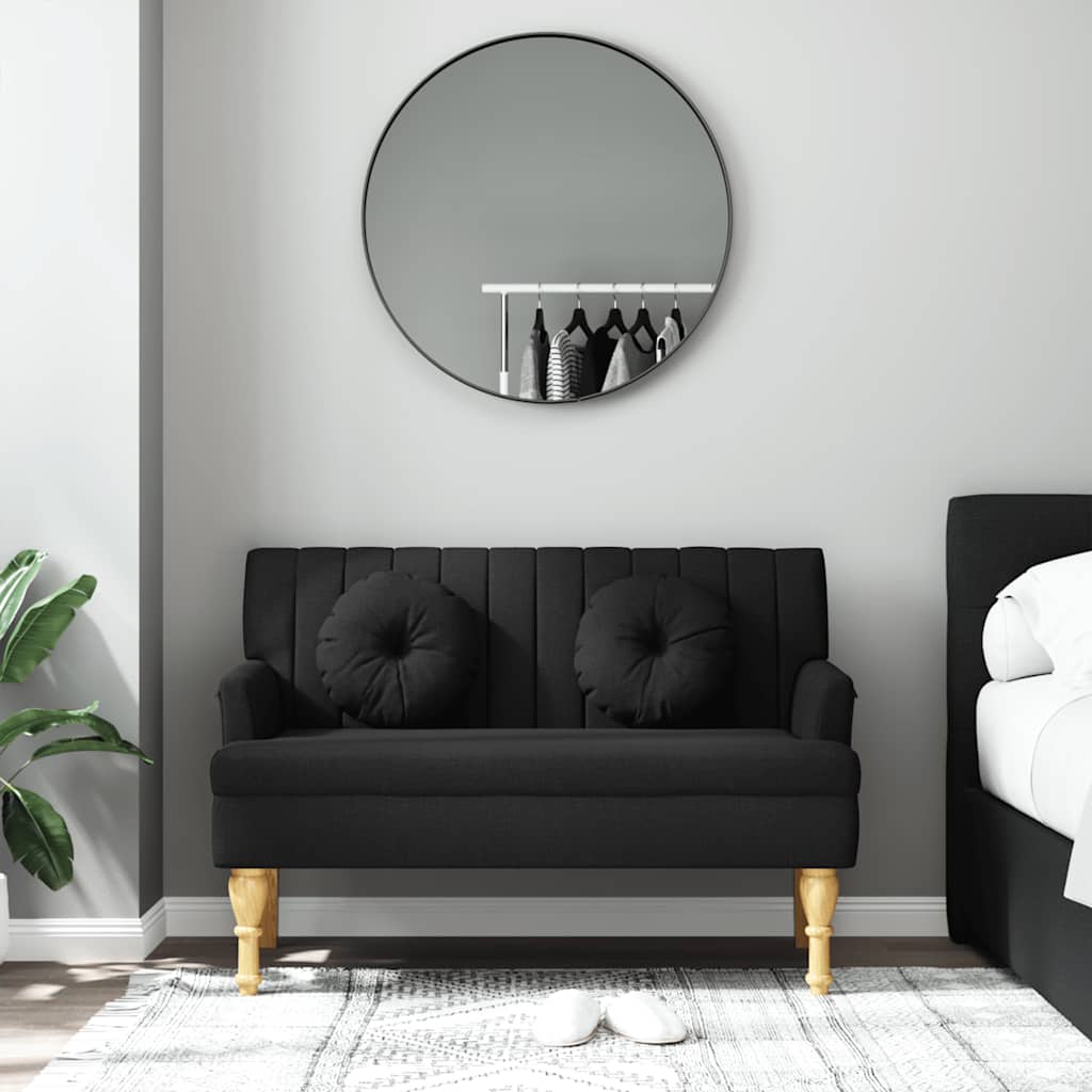 fekete szövetpad párnákkal 113x64,5x75,5 cm