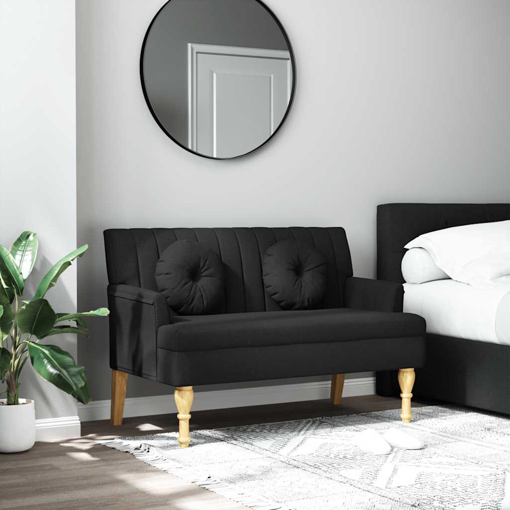 fekete szövetpad párnákkal 113x64,5x75,5 cm