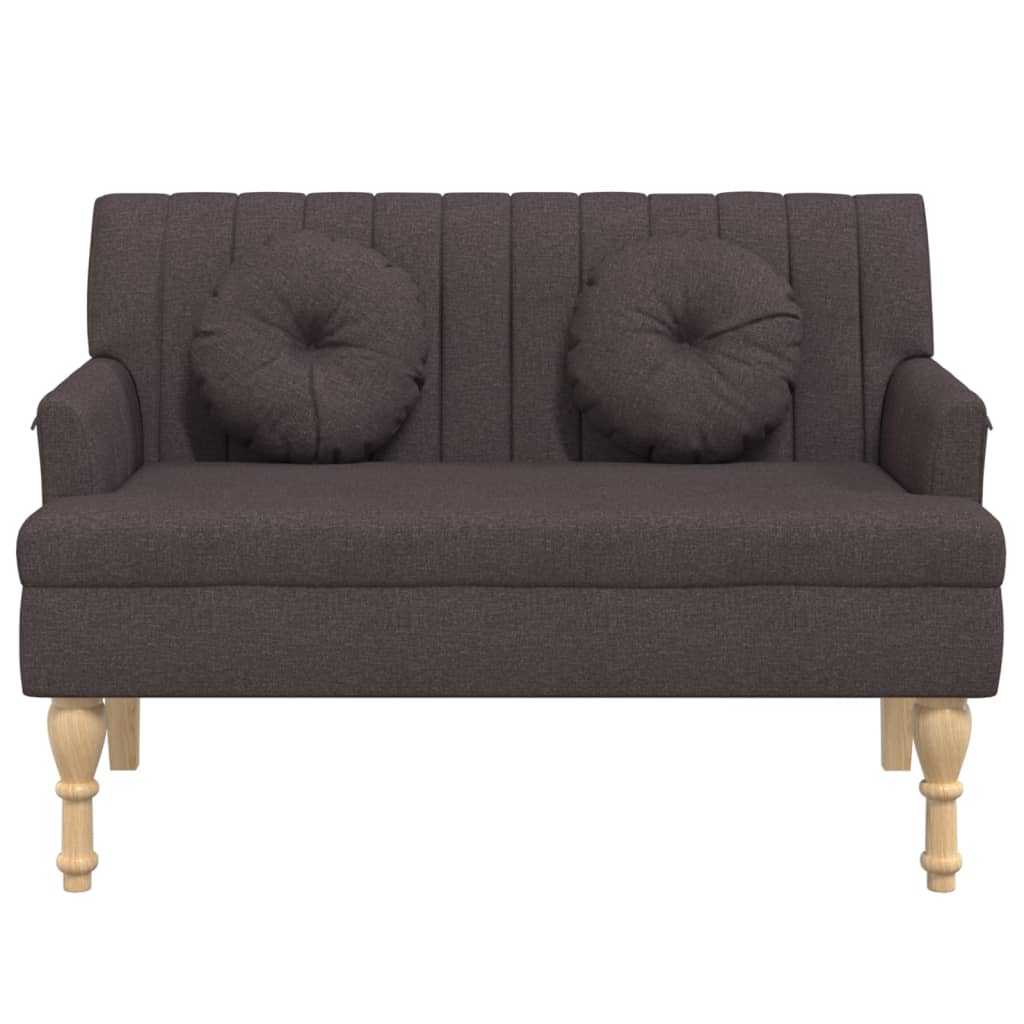 sötétbarna szövetpad párnákkal 113x64,5x75,5 cm