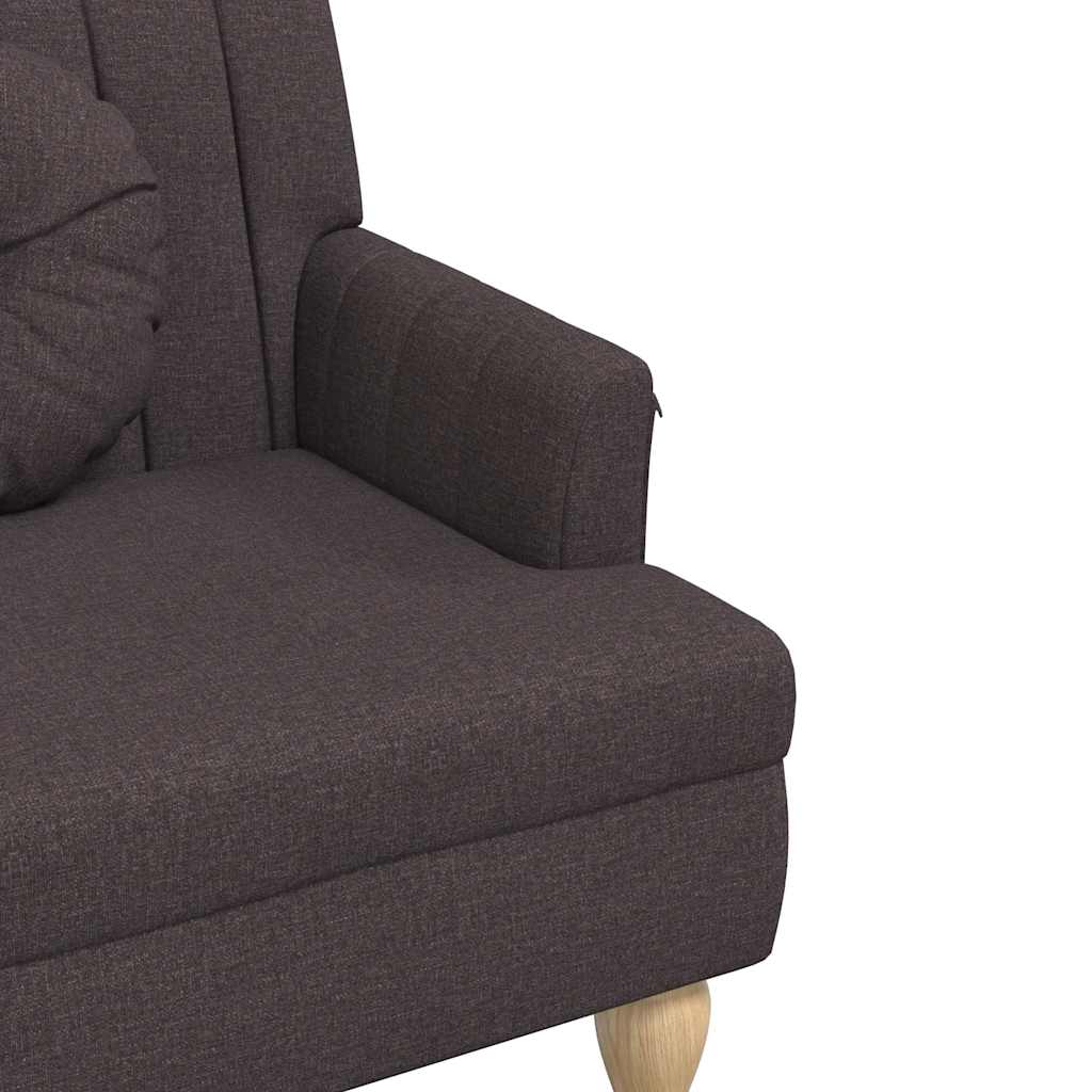 sötétbarna szövetpad párnákkal 113x64,5x75,5 cm